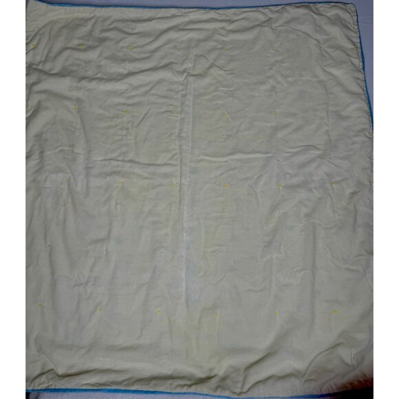 Handmade VTG Baby Blanket Blue Trim Stars and Boats Yellow Back Quilt - Picture 3 of 7